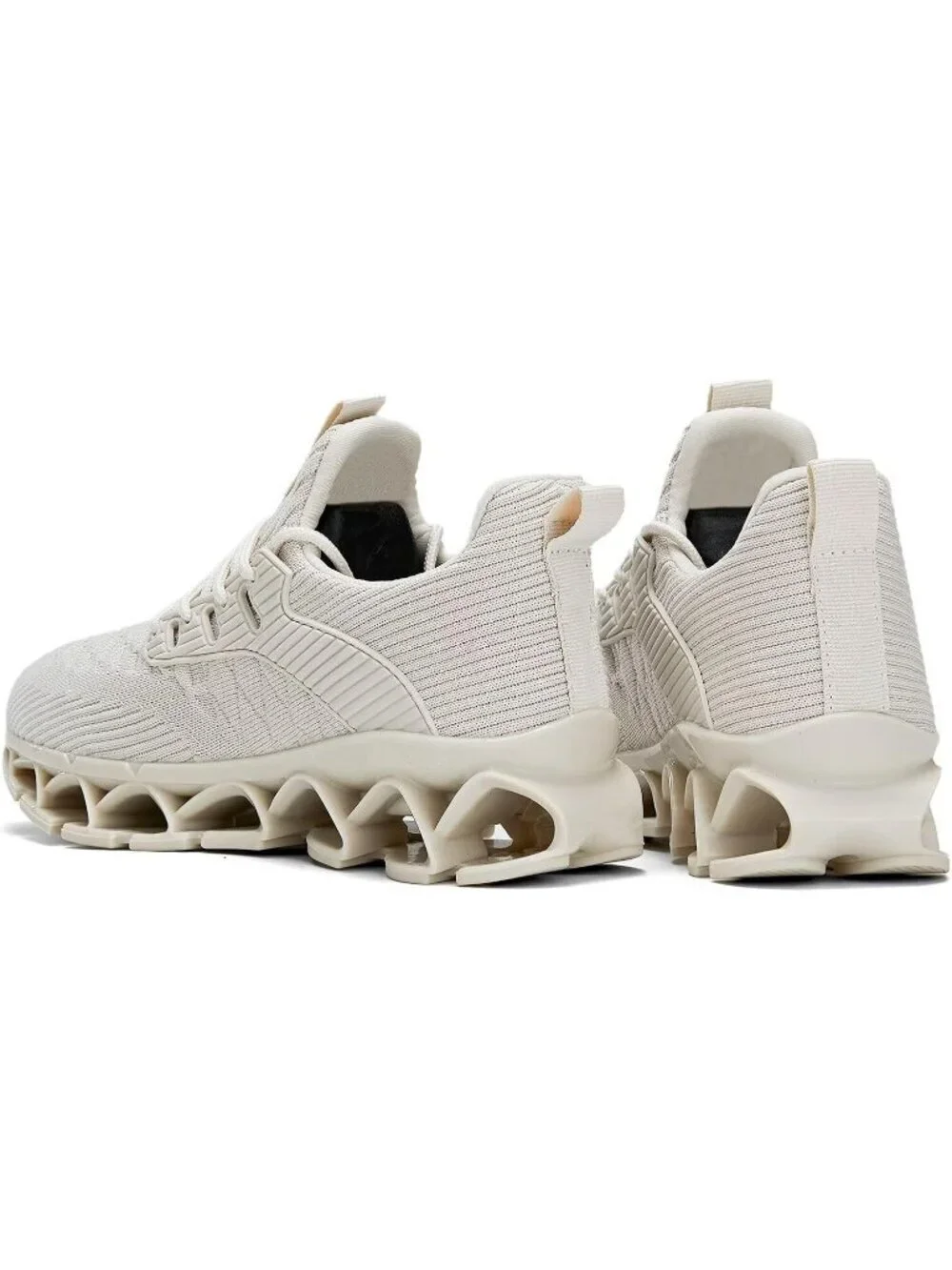 Women's Beige Blade Mesh Comfort Non Slip Athletic Slip on Soft Sneaker Shoes